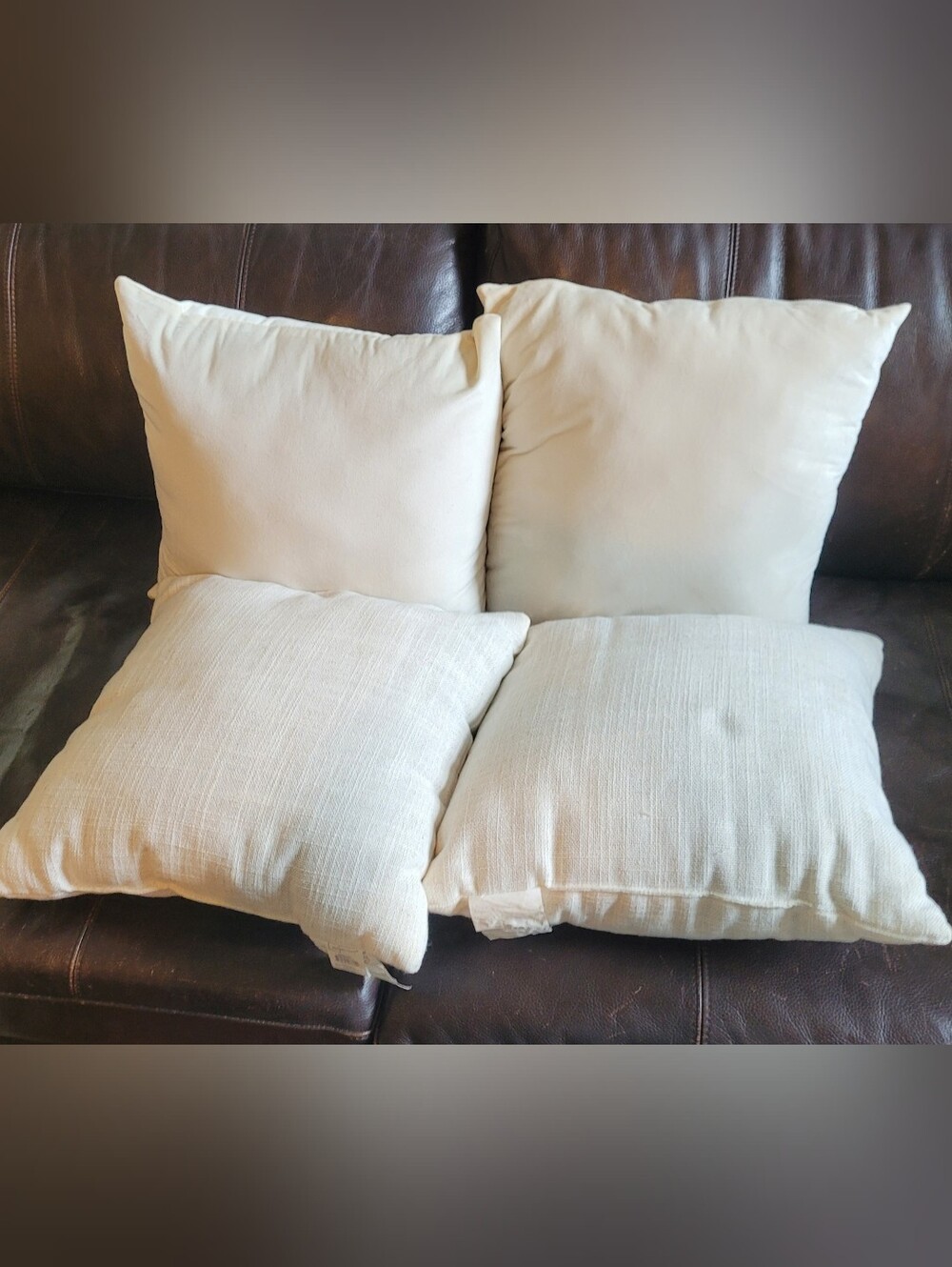 Set of 4 Cream Decorative Throw Pillows